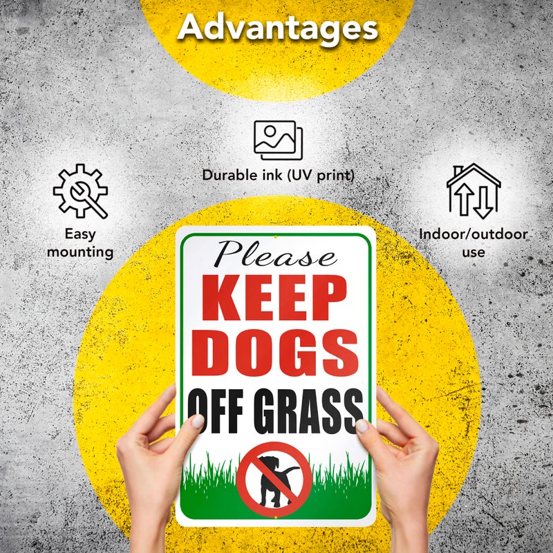 DIMARONGTON Please Keep Dogs Off Grass Sign - 8x12 Aluminum No Peeing Dog Sign - Please Keep Off Grass Sign - Keep Dogs Off Lawn Sign - No Pooping Dog Signs for Yard - Image 4